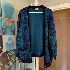 Barry Ashley bold vintage 80s / 90s funky v neck cardigan with buttons